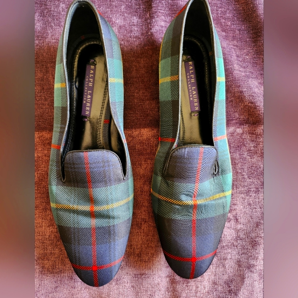 Ralph Lauren Purple Lable Women's Quintessa Tartan Slippers Size 8